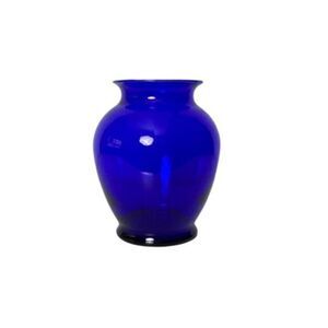 Cobalt Blue Glass Vase With Rounded Design For Home Decor